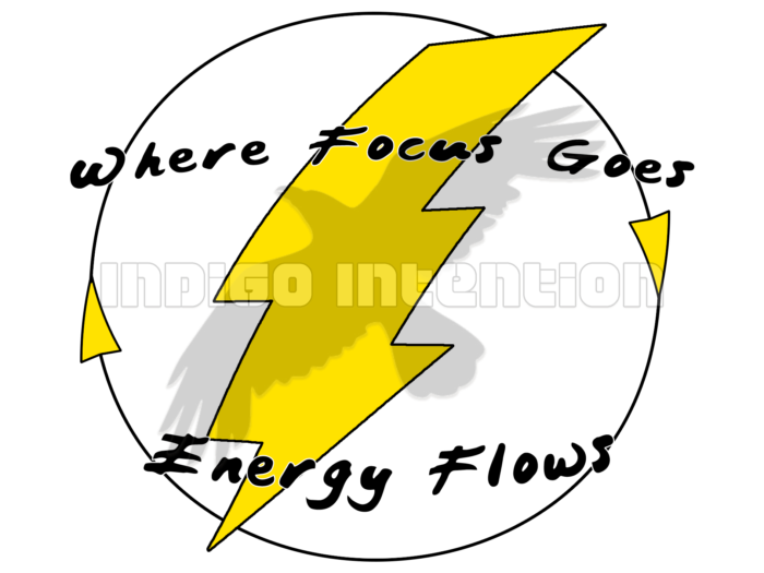 An image of the t-shirt design Focus energy from Indigo Intention.